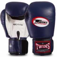 Перчатки боксерские кожаные на липучке TWINS BGVLA2-WHNVBK